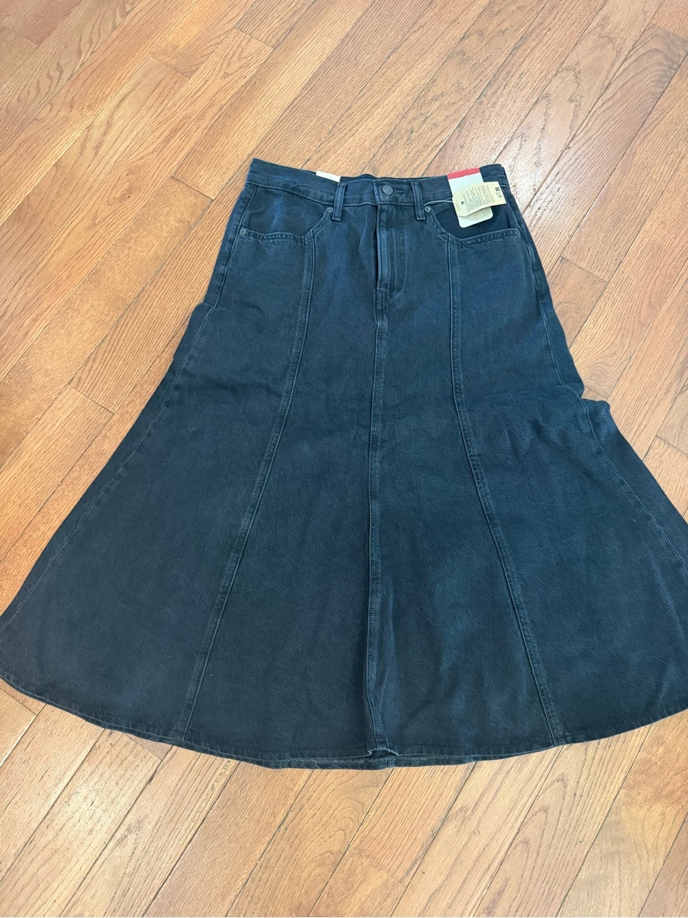 Levi's Black Denim Flared A-Line Skirt